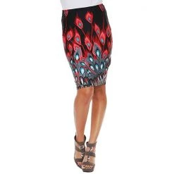 Women's White Mark Printed Pencil Skirt Red Peacock -White Mark Sales unnamed file 1431