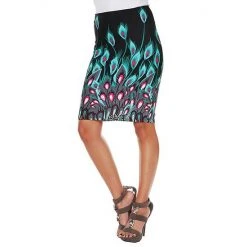 Women's White Mark Printed Pencil Skirt Red Peacock -White Mark Sales unnamed file 1433