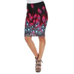 Women's White Mark Printed Pencil Skirt Red Peacock -White Mark Sales unnamed file 1434