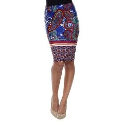 Women's White Mark Printed Pencil Skirt Red Peacock -White Mark Sales unnamed file 1437