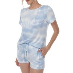 Women's White Mark 2-Piece Tie-Dye Tee & Shorts Lounge Set Gray Tie Dye -White Mark Sales unnamed file 1490