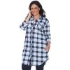Plus Size White Mark Plaid Flannel Tunic Pink White -White Mark Sales unnamed file 15