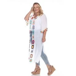 Plus Size White Mark Crochet-Trim Long Cover-Up -White Mark Sales unnamed file 1512