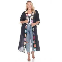 Plus Size White Mark Crochet-Trim Long Cover-Up -White Mark Sales unnamed file 1515