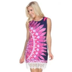 Women's White Mark Crochet-Trim Printed Mini Dress White Black -White Mark Sales unnamed file 1555