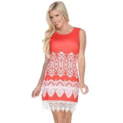 Women's White Mark Crochet-Trim Printed Mini Dress White Black -White Mark Sales unnamed file 1567