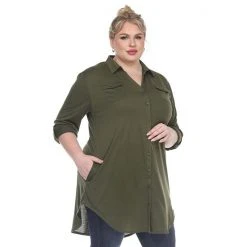 Plus Size White Mark Button Down Tunic Shirt -White Mark Sales unnamed file 157