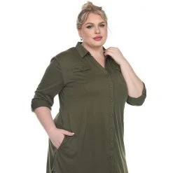 Plus Size White Mark Button Down Tunic Shirt -White Mark Sales unnamed file 158