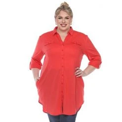 Plus Size White Mark Button Down Tunic Shirt -White Mark Sales unnamed file 159