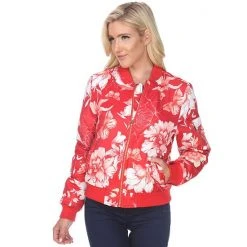 Women's White Mark Floral Bomber Jacket Red -White Mark Sales unnamed file 1598
