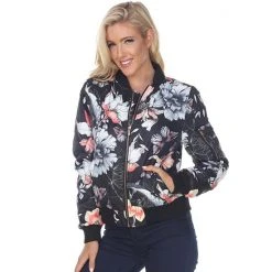 Women's White Mark Floral Bomber Jacket Red -White Mark Sales unnamed file 1599