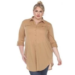 Plus Size White Mark Button Down Tunic Shirt -White Mark Sales unnamed file 160