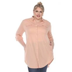 Plus Size White Mark Button Down Tunic Shirt -White Mark Sales unnamed file 161