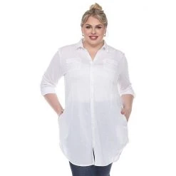 Plus Size White Mark Button Down Tunic Shirt -White Mark Sales unnamed file 162