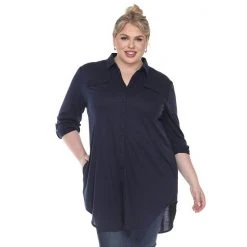 Plus Size White Mark Button Down Tunic Shirt -White Mark Sales unnamed file 163