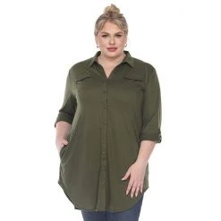 Plus Size White Mark Button Down Tunic Shirt -White Mark Sales unnamed file 164