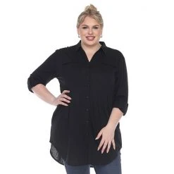 Plus Size White Mark Button Down Tunic Shirt -White Mark Sales unnamed file 165