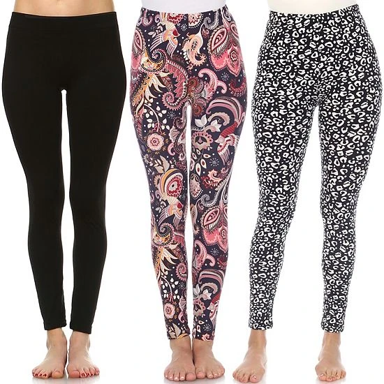 Women's White Mark 3-Pack Leggings Set Black Paisley Cheetah 7 Women's White Mark 3-Pack Leggings Set Black Paisley Cheetah - Image 5