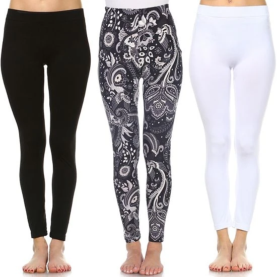 Women's White Mark 3-Pack Leggings Set Black Paisley Cheetah 8 Women's White Mark 3-Pack Leggings Set Black Paisley Cheetah - Image 6