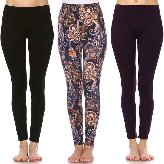 Women's White Mark 3-Pack Leggings Set Black Paisley Cheetah 11 Women's White Mark 3-Pack Leggings Set Black Paisley Cheetah - Image 9