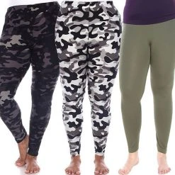 Plus Size White Mark 3-Pack Leggings Brown Black Print
