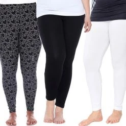 Plus Size White Mark 3-Pack Leggings Brown Black Print -White Mark Sales unnamed file 1678