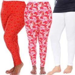 Plus Size White Mark 3-Pack Leggings Brown Black Print -White Mark Sales unnamed file 1680