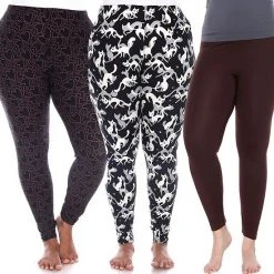 Plus Size White Mark 3-Pack Leggings Brown Black Print -White Mark Sales unnamed file 1684