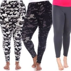 Plus Size White Mark 3-Pack Leggings Brown Black Print -White Mark Sales unnamed file 1686