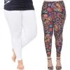 Plus Size White Mark 2-Pack Leggings Pack 261 Multi -White Mark Sales unnamed file 1687