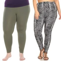 Plus Size White Mark 2-Pack Leggings Pack 261 Multi -White Mark Sales unnamed file 1695