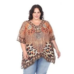 Plus Size White Mark Caftan Red Orange -White Mark Sales unnamed file 1715