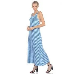 Women's White Mark Backless Striped Maxi Dress Blue -White Mark Sales unnamed file 1718