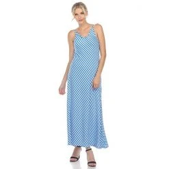 Women's White Mark Backless Striped Maxi Dress Blue -White Mark Sales unnamed file 1719