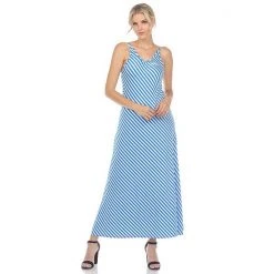 Women's White Mark Backless Striped Maxi Dress Blue -White Mark Sales unnamed file 1722