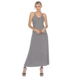 Women's White Mark Backless Striped Maxi Dress Blue -White Mark Sales unnamed file 1723