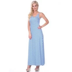 Women's White Mark Striped Maxi Dress Red