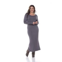 Plus Size White Mark Solid Maxi Dress Charcoal 12 Plus Size White Mark Solid Maxi Dress Charcoal -White Mark Sales unnamed file 1740
