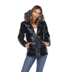 Women's White Mark Metallic Hooded Puffer Coat Black -White Mark Sales unnamed file 175