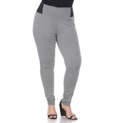 Plus Size White Mark Jacquard Slim Fit Pants Gray Row