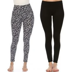 Women's White Mark 2-Pack Leopard & Solid Leggings Set Fuchsia Leopard -White Mark Sales unnamed file 1772