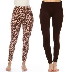 Women's White Mark 2-Pack Leopard & Solid Leggings Set Fuchsia Leopard -White Mark Sales unnamed file 1773