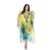Plus Size White Mark Long Caftan Green Tiger