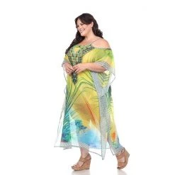 Plus Size White Mark Long Caftan Green Tiger -White Mark Sales unnamed file 1784