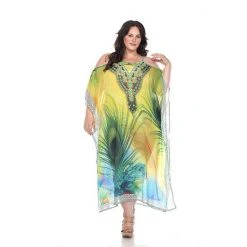 Plus Size White Mark Long Caftan Green Tiger -White Mark Sales unnamed file 1787