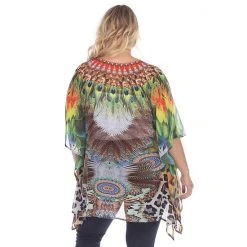 Plus Size White Mark Print Lace-Up Caftan Top Yellow -White Mark Sales unnamed file 1795