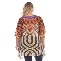 Plus Size White Mark Print Lace-Up Caftan Top Yellow -White Mark Sales unnamed file 1796