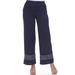 Women's White Mark Embroidered Wide-Leg Pants