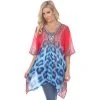 Women's White Mark Knot-Neck Tunic Caftan Blue