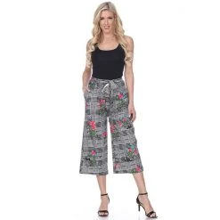 Women's White Mark Printed Gaucho Pants Black White -White Mark Sales unnamed file 1880